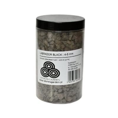 Zuschlagstoff Labrador Black 4-8mm in einem Plastikgefäß